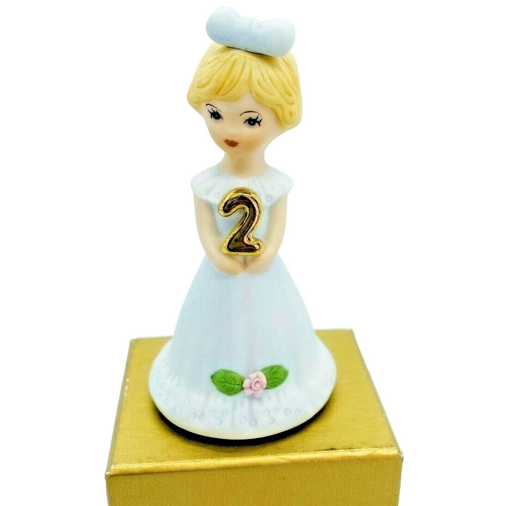 Enesco Growing Up Birthday Girls 2yrs Ceramic Figurine Cake Topper 1961 3" tall